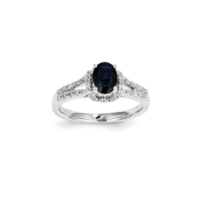 14K White Gold Real Diamond Sapphire Ring Goldiacom Rings