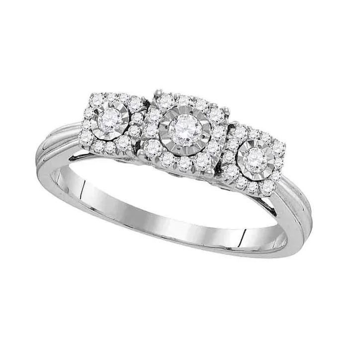 14k White Gold Round Diamond 3stone Bridal Engagement Ring 12 Cttw gndatlanta Rings 14k White Gold Round Diamond 3stone Bridal Engagement Ring 12 Cttw gndatlanta Rings