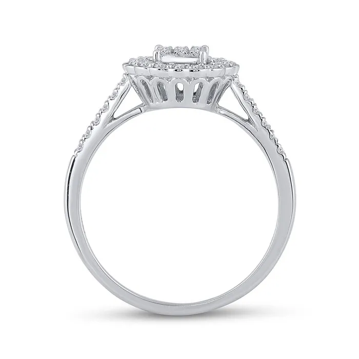 14k White Gold Round Diamond Circle Cluster Ring 38 Cttw gndatlanta Rings