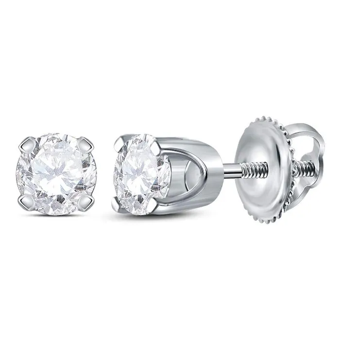 14k White Gold Round Diamond Excellent Solitaire Earrings 38 Cttw Certified gndatlanta Earrings