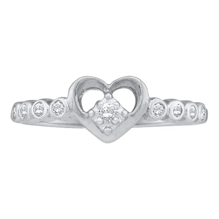 14k White Gold Round Diamond Slender Heart Ring 110 Cttw gndatlanta Rings 14k White Gold Round Diamond Slender Heart Ring 110 Cttw gndatlanta Rings