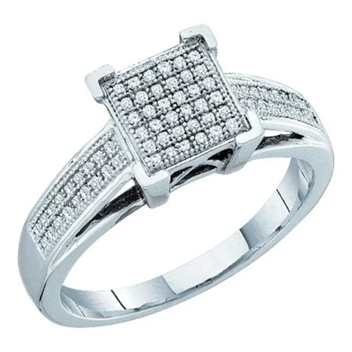 14k White Gold Round Diamond Square Cluster Ring 15 Cttw gndatlanta Rings 14k White Gold Round Diamond Square Cluster Ring 15 Cttw gndatlanta Rings