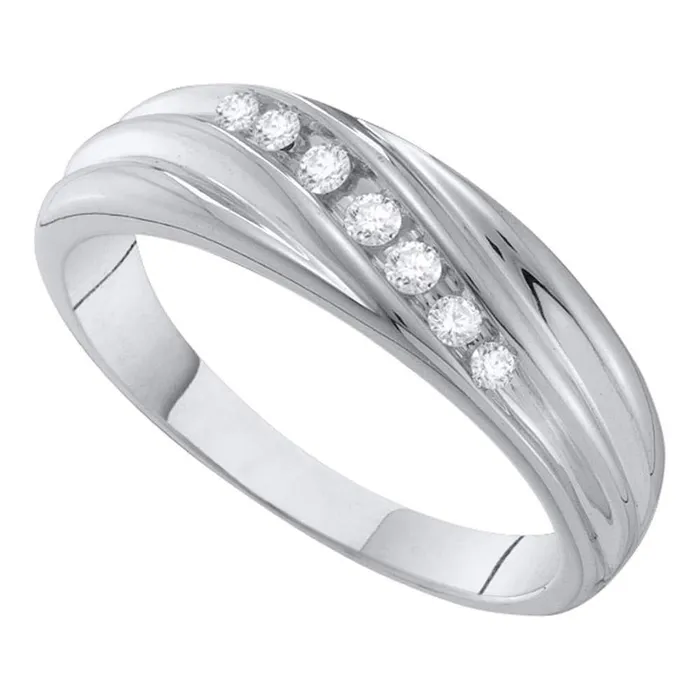 14k White Gold Round Diamond Wedding Band Ring 16 Cttw gndatlanta Rings