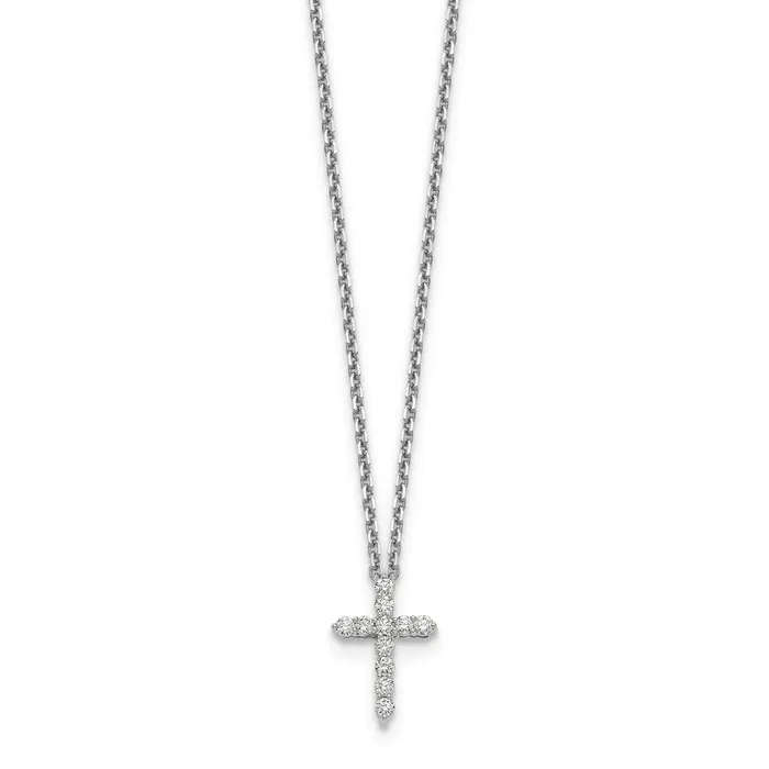 14K White GoldTrue Origin Lab Grown Real Diamond VSSI D E F Cross Pendant Necklace Goldia Necklaces