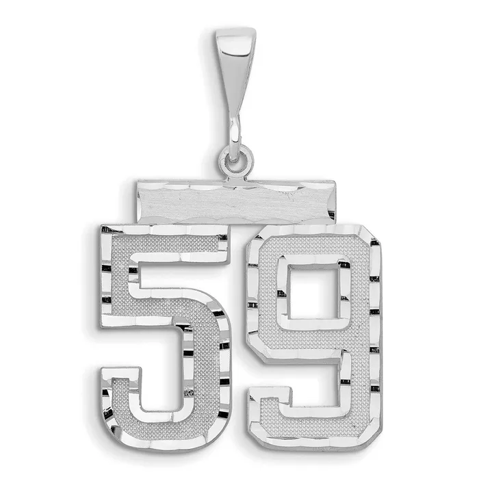 14k White Goldw Small Brushed Diamondcut Number 59 Charm Goldia Charm Necklaces 14k White Goldw Small Brushed Diamondcut Number 59 Charm Goldia Charm Necklaces