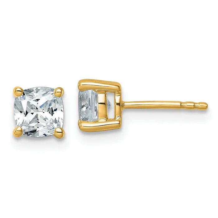 14k Yellow Gold 1 12 ctw Lab Grown Diamond VSSI G Cushion 4 Prong Heavy Wt Stud Earrings Goldia Earrings 14k Yellow Gold 1 12 ctw Lab Grown Diamond VSSI G Cushion 4 Prong Heavy Wt Stud Earrings Goldia Earrings