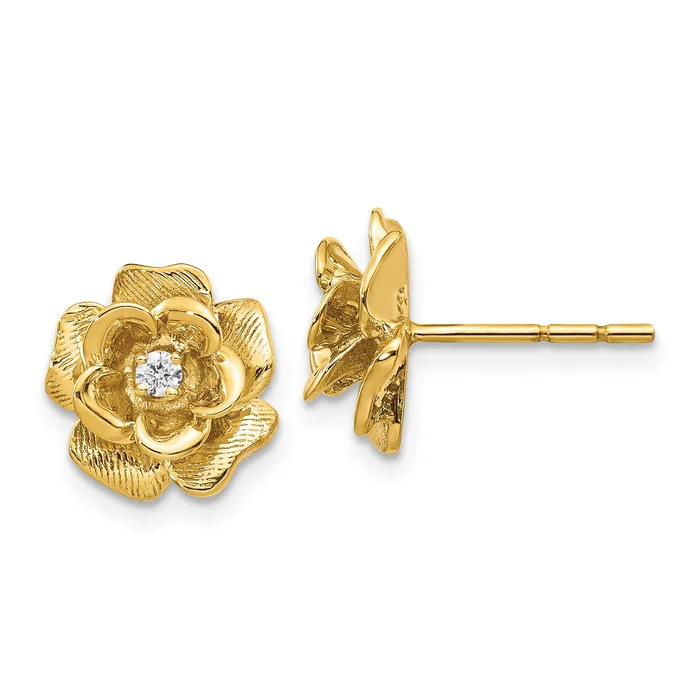 14k Yellow Gold 115 Ct Lab Grown Diamond VSSI G Flower Post Earrings Goldia Earrings 14k Yellow Gold 115 Ct Lab Grown Diamond VSSI G Flower Post Earrings Goldia Earrings