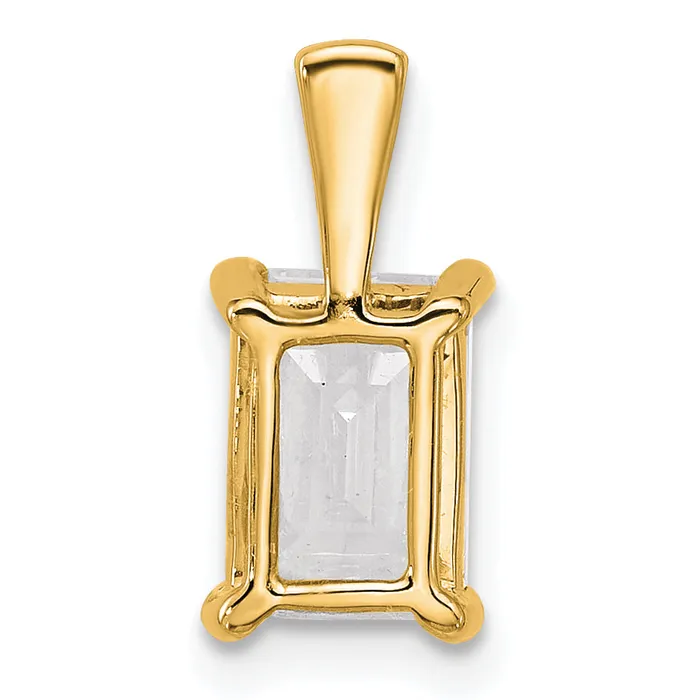 14k Yellow Gold 2 Ct Lab Grown Diamond VSSI G Emerald Four Prong Pendant Goldia Necklaces