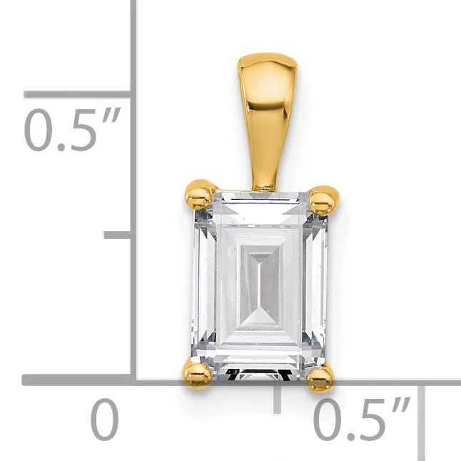 14k Yellow Gold 2 Ct Lab Grown Diamond VSSI G Emerald Four Prong Pendant Goldia Necklaces