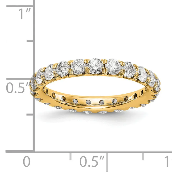 14k Yellow Gold 2 Ct Lab Grown Diamond VSSI G Shared Prong Eternity Band Ring Goldia Rings