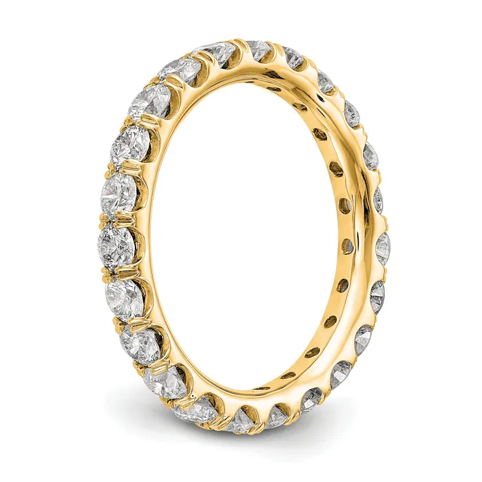14k Yellow Gold 2 Ct Lab Grown Diamond VSSI G Shared Prong Eternity Band Ring Goldia Rings
