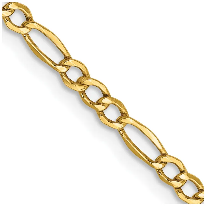 14K Yellow Gold 28 inch 25mm SemiSolid Figaro with Lobster Clasp Chain Necklace MDS Necklaces 14K Yellow Gold 28 inch 25mm SemiSolid Figaro with Lobster Clasp Chain Necklace MDS Necklaces