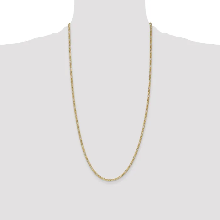 14K Yellow Gold 28 inch 25mm SemiSolid Figaro with Lobster Clasp Chain Necklace MDS Necklaces 14K Yellow Gold 28 inch 25mm SemiSolid Figaro with Lobster Clasp Chain Necklace MDS Necklaces