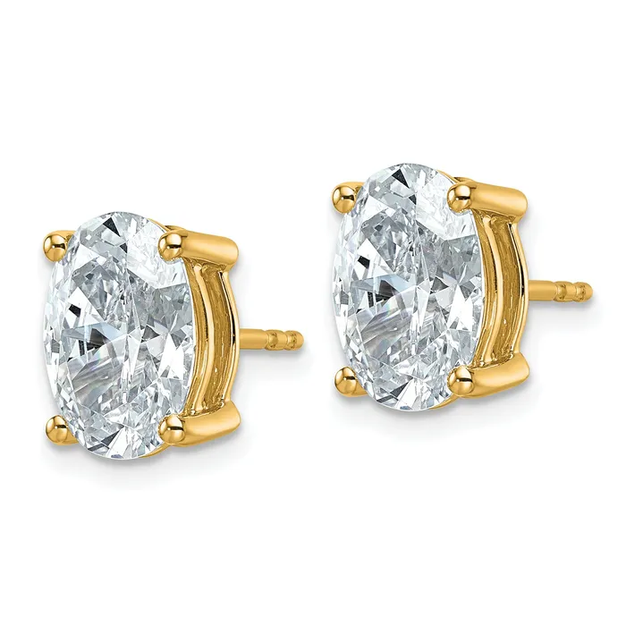 14k Yellow Gold 5 ctw Certified Lab Grown Diamond VSSI G Oval 4 Prong Heavy Wt Stud Earrings Goldia Earrings