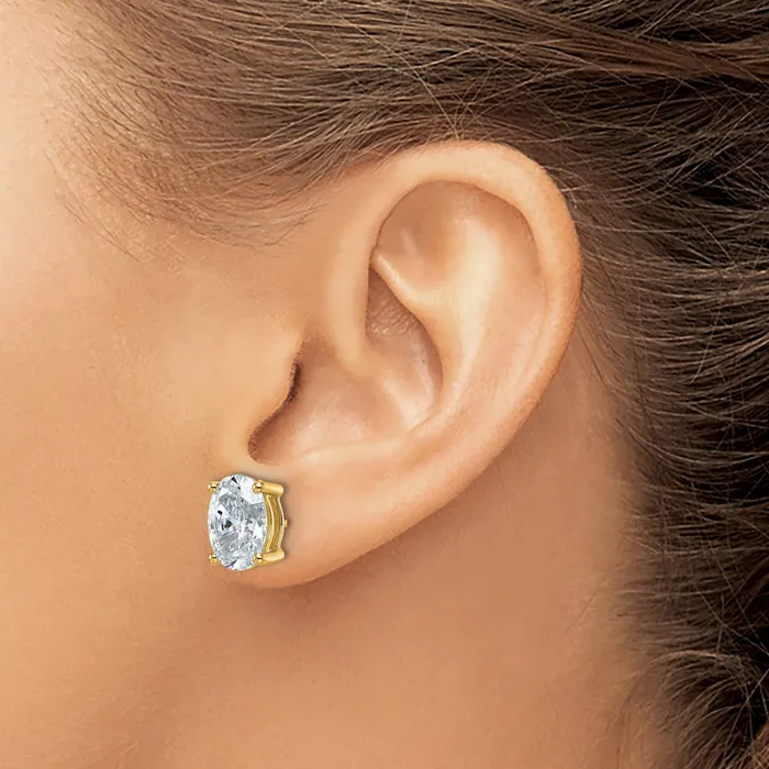 14k Yellow Gold 5 ctw Certified Lab Grown Diamond VSSI G Oval 4 Prong Heavy Wt Stud Earrings Goldia Earrings