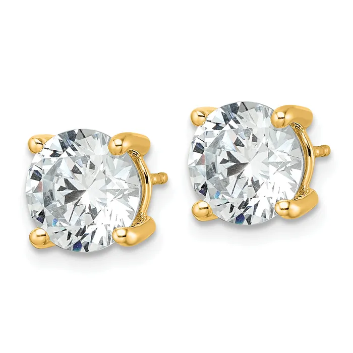 14k Yellow Gold 5 ctw Certified Lab Grown Diamond VSSI G Round 4 Prong Heavy Wt Stud Earrings Goldia Earrings