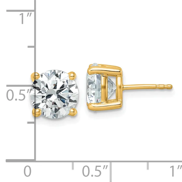 14k Yellow Gold 5 ctw Certified Lab Grown Diamond VSSI G Round 4 Prong Heavy Wt Stud Earrings Goldia Earrings