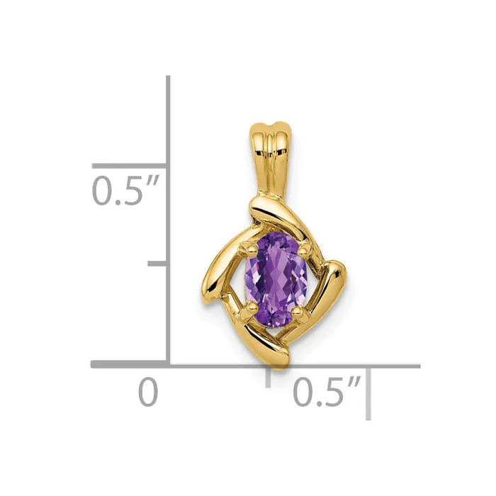 14K Yellow Gold 6x4mm Oval Amethyst Pendant Goldia Necklaces