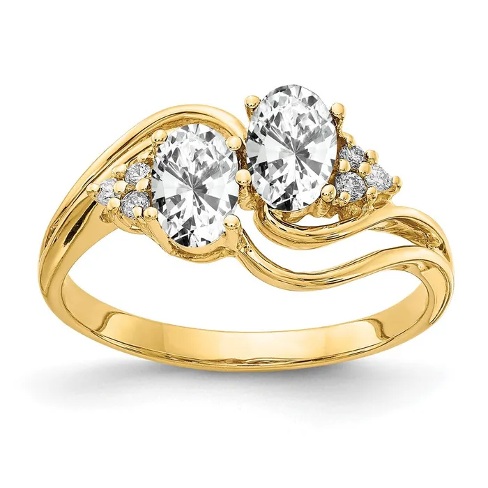 14k Yellow Gold 6x4mm Oval Cubic Zirconia AAA Diamond ring Goldia Rings