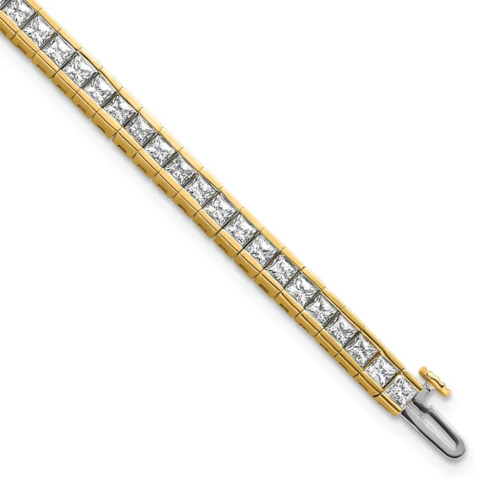 14k Yellow Gold 7 Ct Lab Grown Diamond VSSI G Princess Tennis Bracelet Goldia Bracelets 14k Yellow Gold 7 Ct Lab Grown Diamond VSSI G Princess Tennis Bracelet Goldia Bracelets
