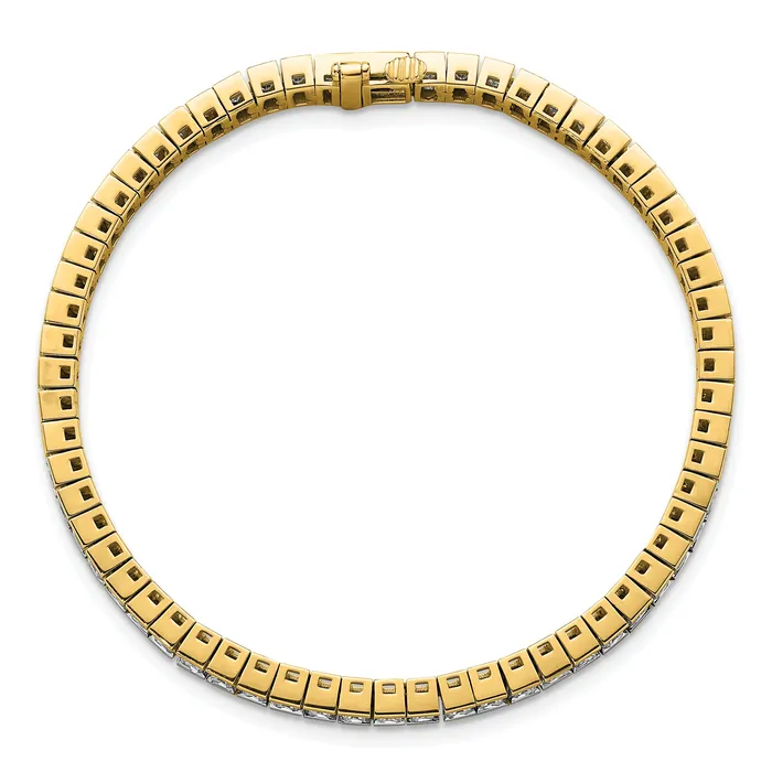 14k Yellow Gold 7 Ct Lab Grown Diamond VSSI G Princess Tennis Bracelet Goldia Bracelets