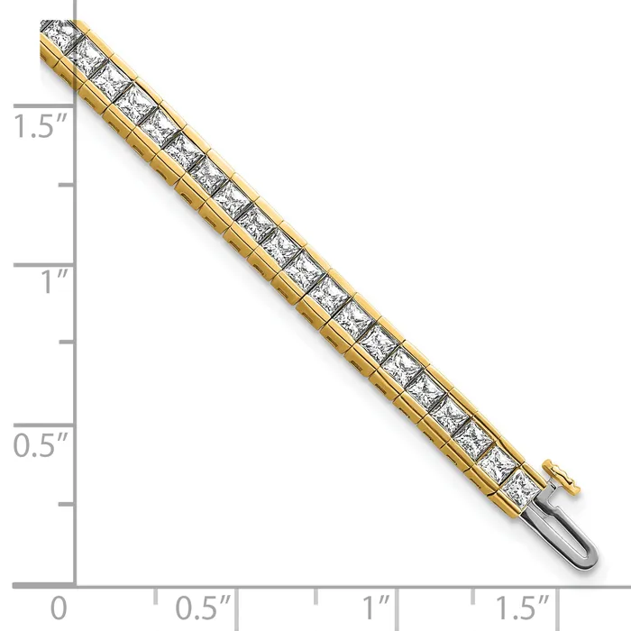 14k Yellow Gold 7 Ct Lab Grown Diamond VSSI G Princess Tennis Bracelet Goldia Bracelets