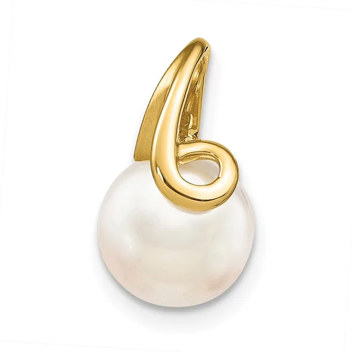14k Yellow Gold 89mm White Button Freshwater Cultured Pearl Pendant Slide Goldia Necklaces 14k Yellow Gold 89mm White Button Freshwater Cultured Pearl Pendant Slide Goldia Necklaces