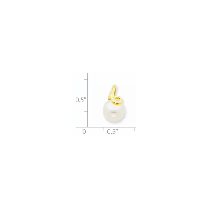 14k Yellow Gold 89mm White Button Freshwater Cultured Pearl Pendant Slide Goldia Necklaces