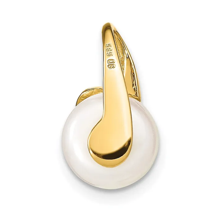 14k Yellow Gold 89mm White Button Freshwater Cultured Pearl Pendant Slide Goldia Necklaces