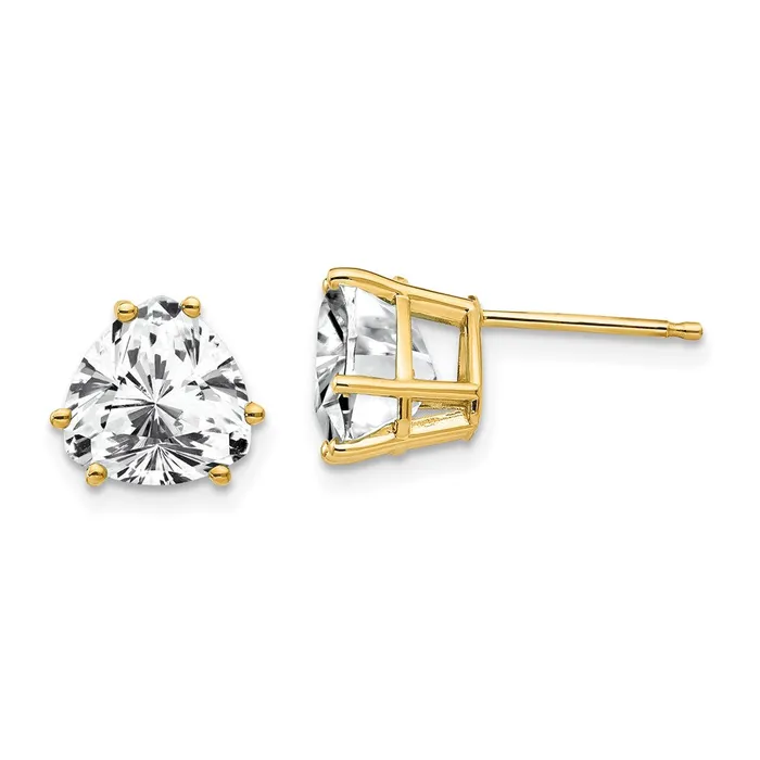 14k Yellow Gold 8mm Trillion Cubic Zirconia Earrings Goldia Earrings