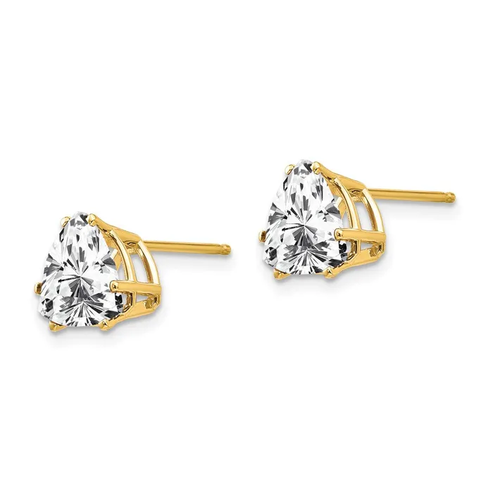 14k Yellow Gold 8mm Trillion Cubic Zirconia Earrings Goldia Earrings