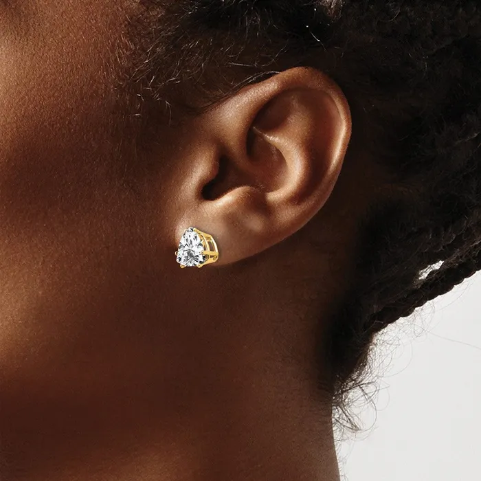 14k Yellow Gold 8mm Trillion Cubic Zirconia Earrings Goldia Earrings