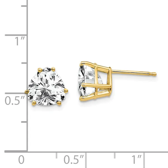 14k Yellow Gold 8mm Trillion Cubic Zirconia Earrings Goldia Earrings