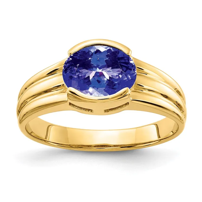 14k Yellow Gold 8x6mm Oval Tanzanite ring Goldia Rings