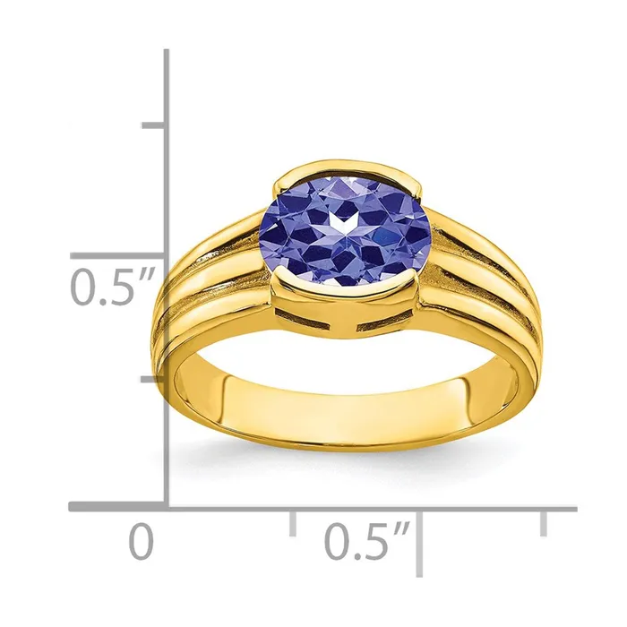 14k Yellow Gold 8x6mm Oval Tanzanite ring Goldia Rings