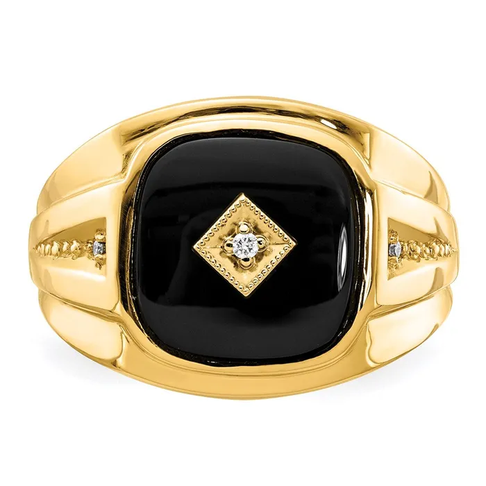 14K Yellow Gold A Real Diamond mens ring Goldia Rings