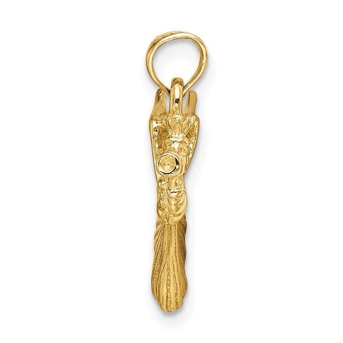14k Yellow Gold Angel w Trumpet Charm Goldia Charm Necklaces
