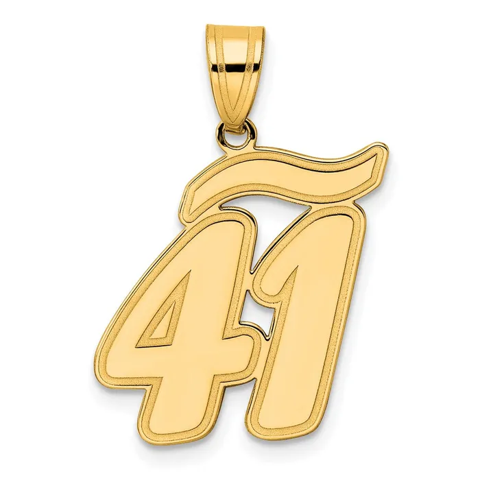 14k Yellow Gold Brushed Border Script Number 41 Pendant Goldia PreStyled Sets 14k Yellow Gold Brushed Border Script Number 41 Pendant Goldia PreStyled Sets