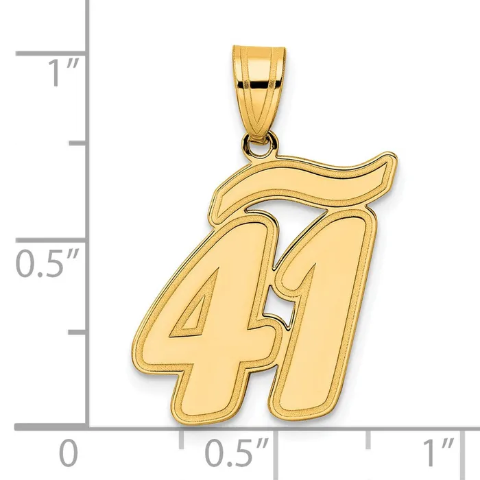 14k Yellow Gold Brushed Border Script Number 41 Pendant Goldia PreStyled Sets