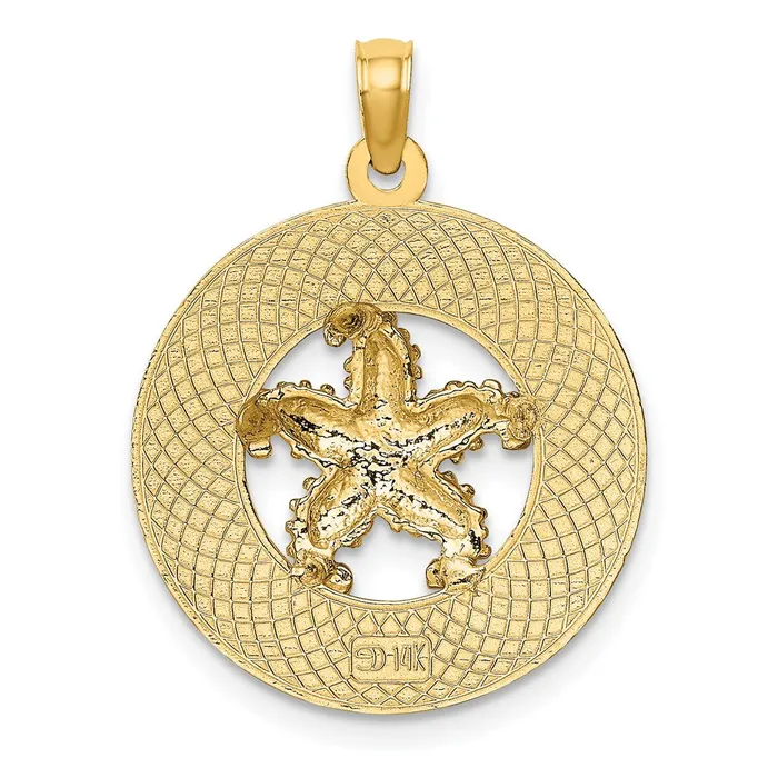 14k Yellow Gold CANCUN wStarfish Circle Charm Goldia Charm Necklaces