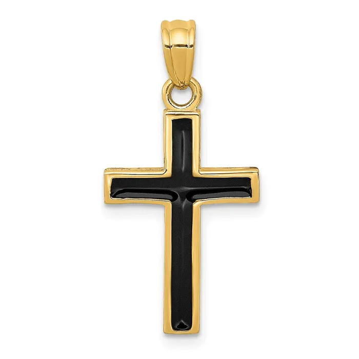 14k Yellow Gold Epoxy Latin Cross Pendant Goldia Necklaces