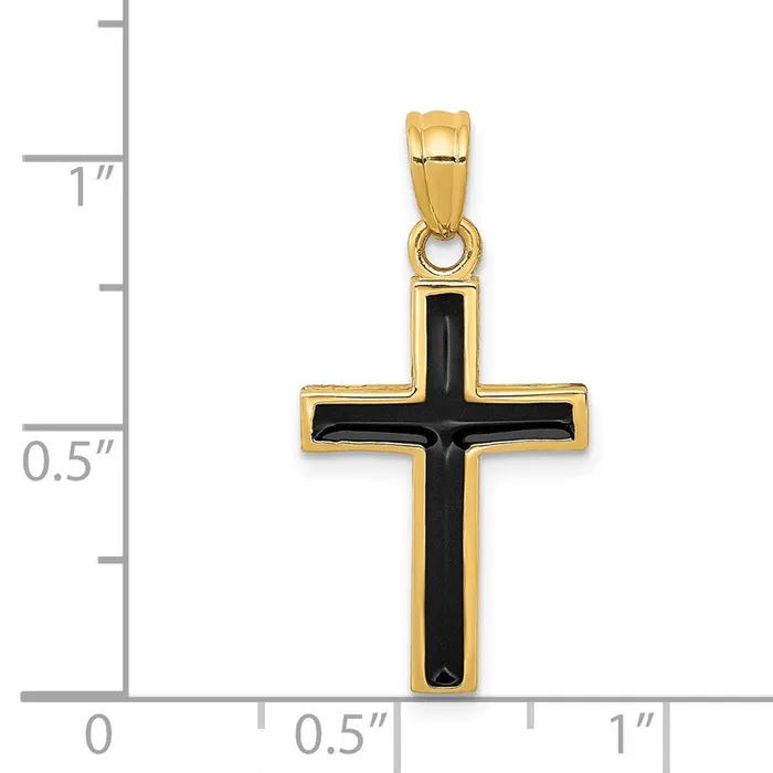 14k Yellow Gold Epoxy Latin Cross Pendant Goldia Necklaces
