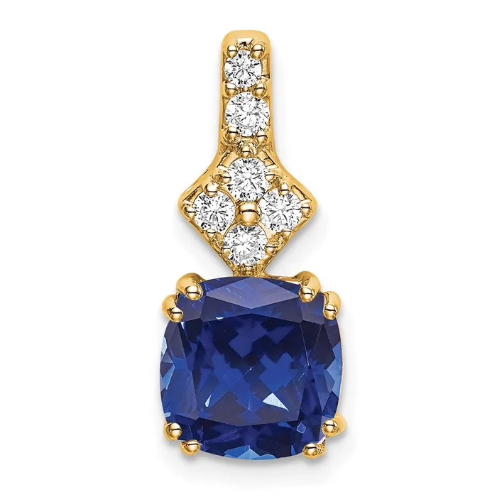 14K Yellow Gold Lab Grown Real Diamond u0026 Created Blue Sapphire Pendant Goldia Necklaces 14K Yellow Gold Lab Grown Real Diamond u0026 Created Blue Sapphire Pendant Goldia Necklaces