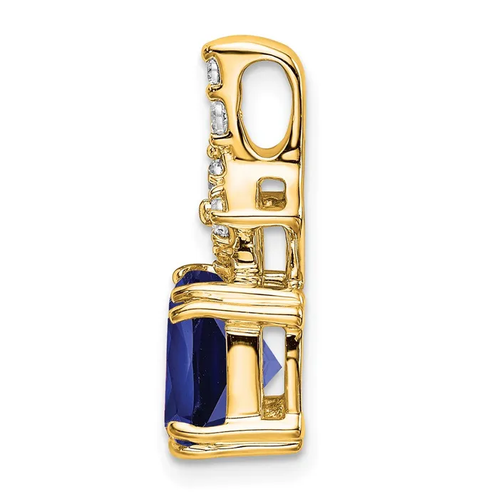 14K Yellow Gold Lab Grown Real Diamond u0026 Created Blue Sapphire Pendant Goldia Necklaces