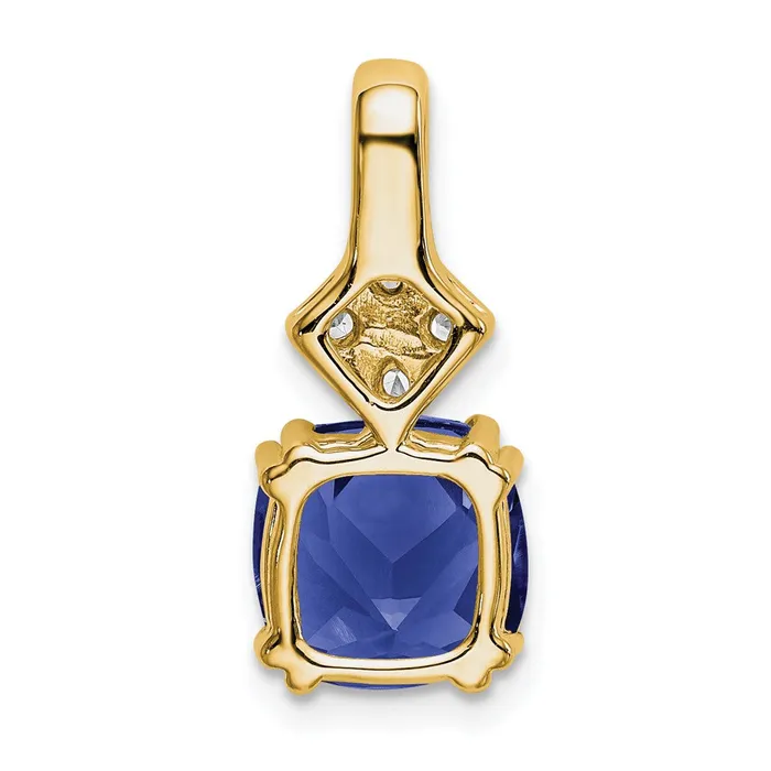 14K Yellow Gold Lab Grown Real Diamond u0026 Created Blue Sapphire Pendant Goldia Necklaces