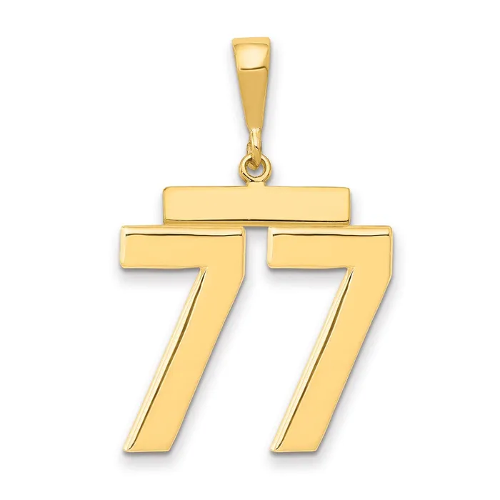 14k Yellow Gold Large Polished Number 77 Charm Goldia Charm Necklaces