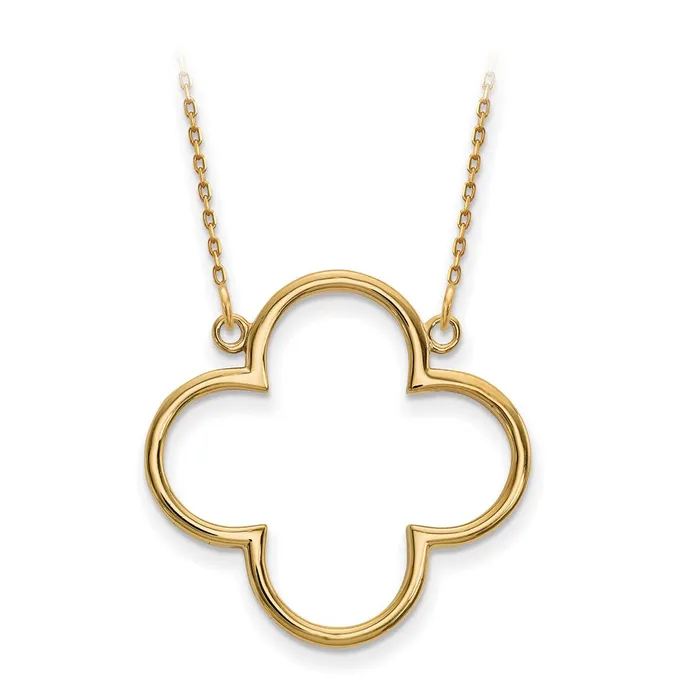 14k Yellow Gold Medium necklace Quatrefoil Design Goldia Necklaces