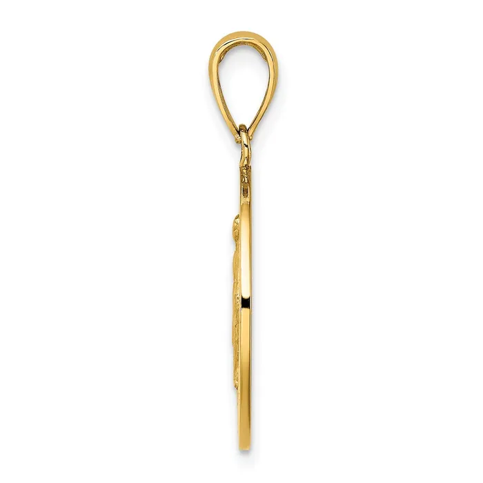 14k Yellow Gold Polished and Satin Miraculous Medal Charm Goldia Charm Necklaces