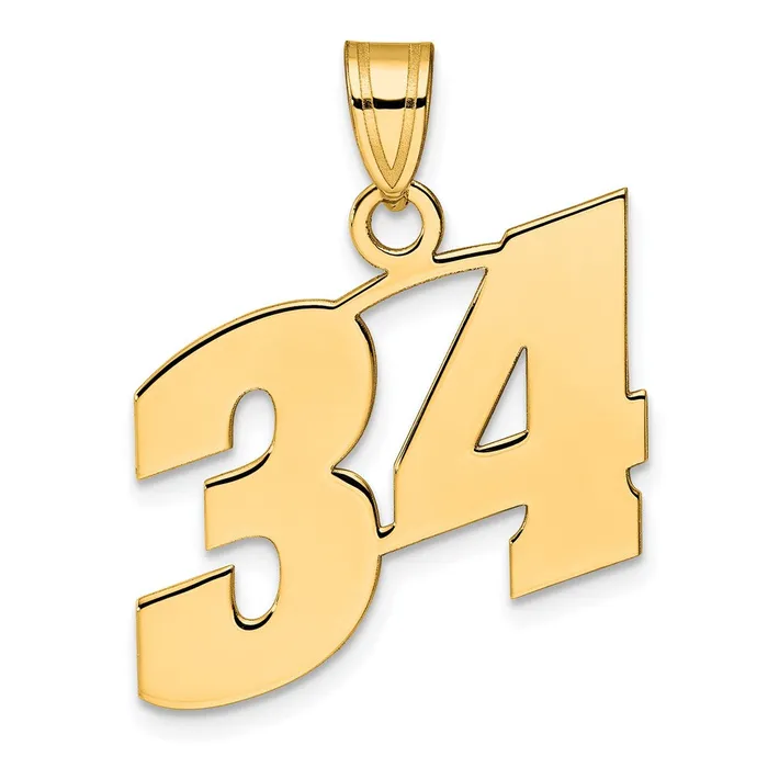 14k Yellow Gold Polished Block Number 34 Pendant Goldia PreStyled Sets