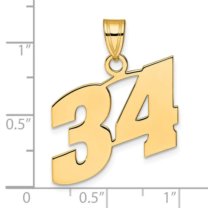 14k Yellow Gold Polished Block Number 34 Pendant Goldia PreStyled Sets